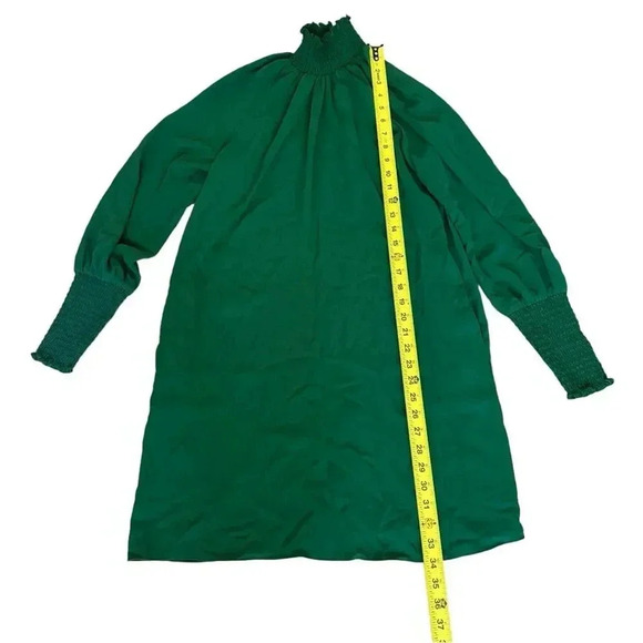 Amanda Uprichard Green Naoemi Dress Turtleneck Mini Long Sleeve Smocked Sz S - Picture 7 of 13